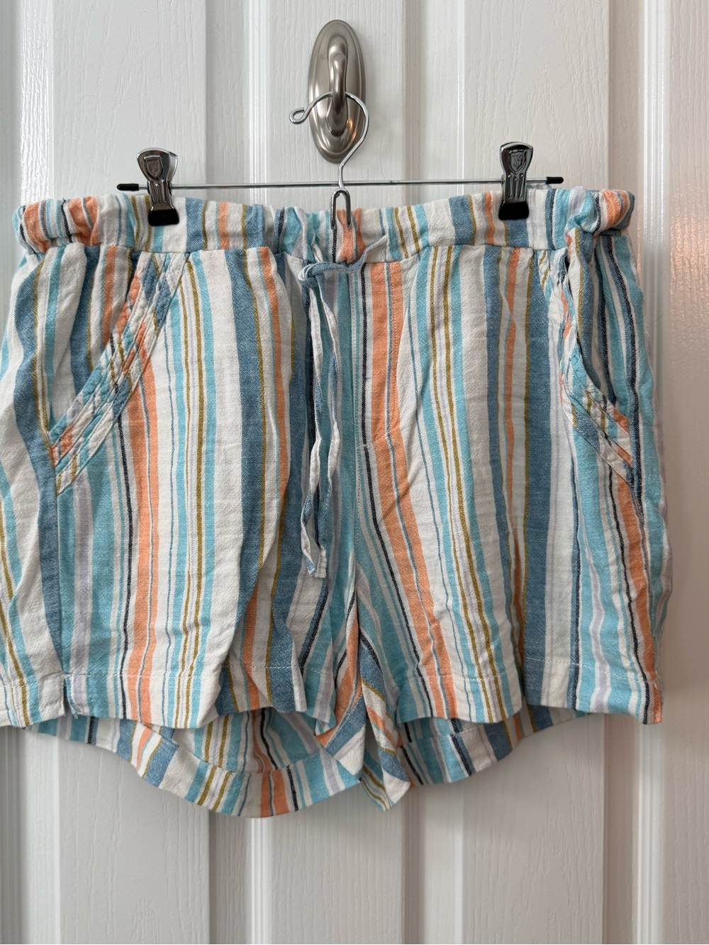 Briggs New York Striped Drawstring Athletic Shorts - Blue, Orange, Cream